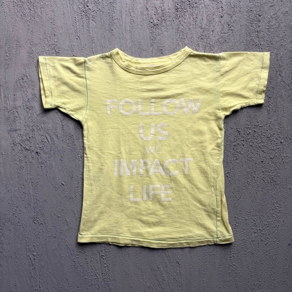 Go To Hollywood T Shirt Medium 130CM Yellow Japan Baby Tee Denim Dungaree